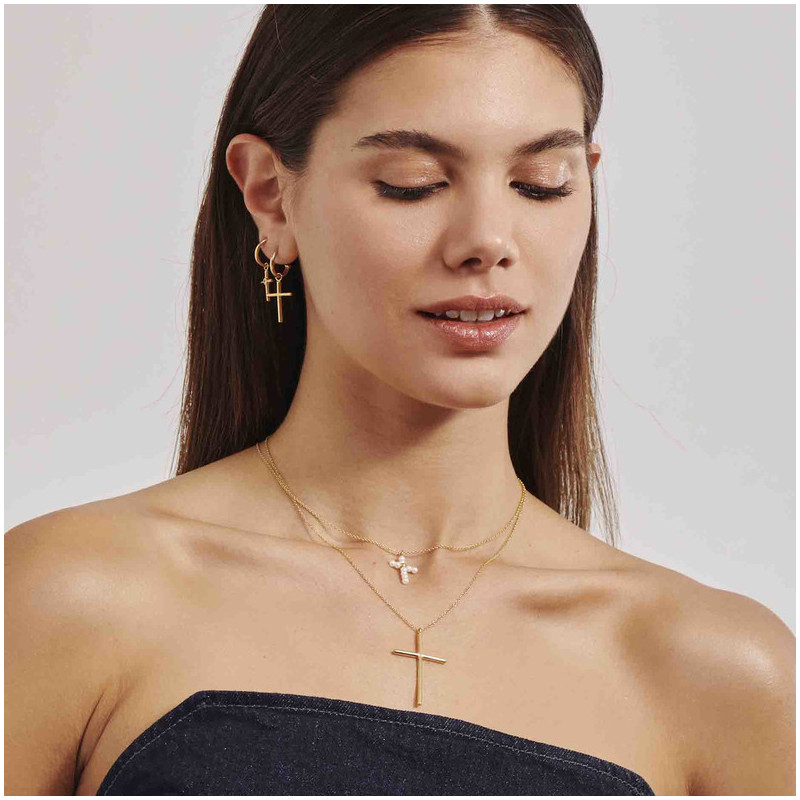 Pendientes Huggies Gold CRUCES Radiant Mujer Plata de Ley