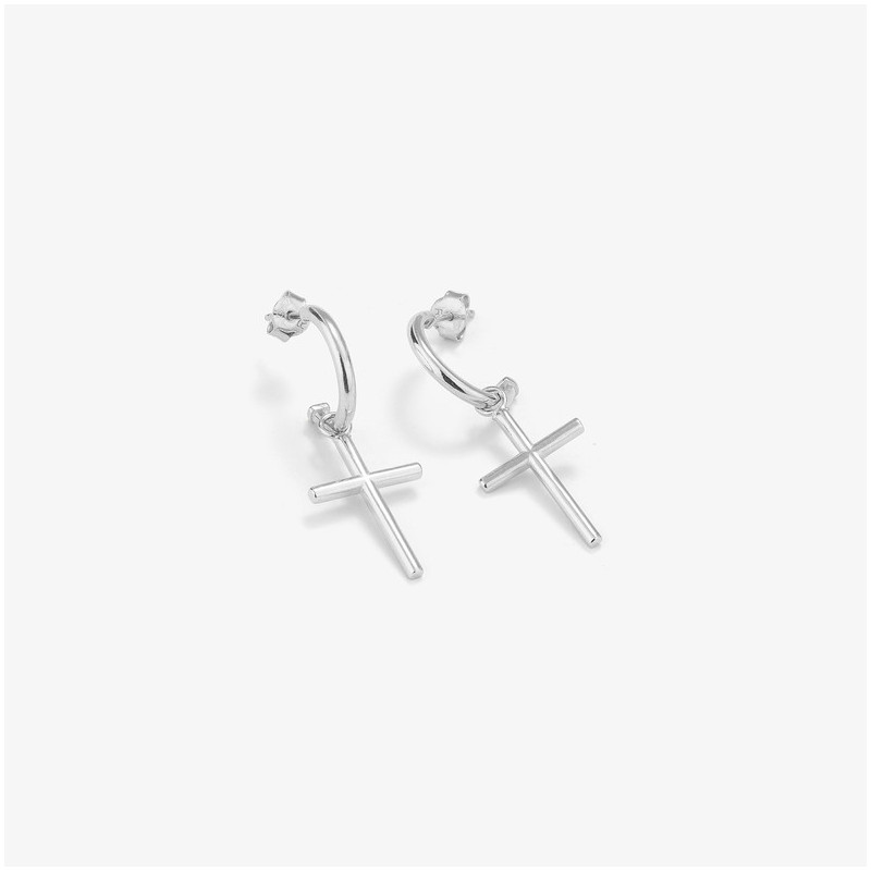 Pendientes Huggies Silver CRUCES Radiant Mujer Plata de Ley