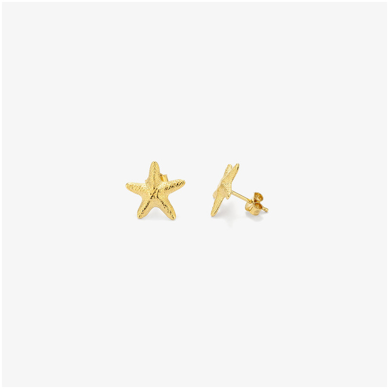 Pendientes boton Gold STARFISH Radiant Mujer Plata de Ley