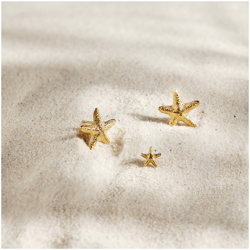Pendientes boton Gold STARFISH Radiant Mujer Plata de Ley