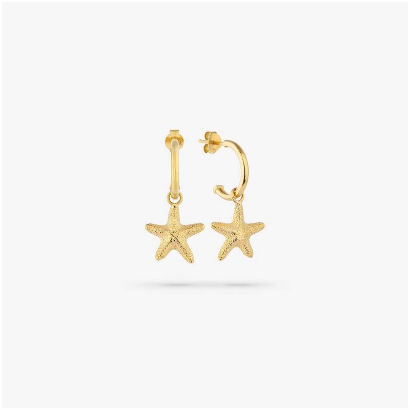 Pendientes Huggies Gold STARFISH Radiant Mujer Plata de Ley