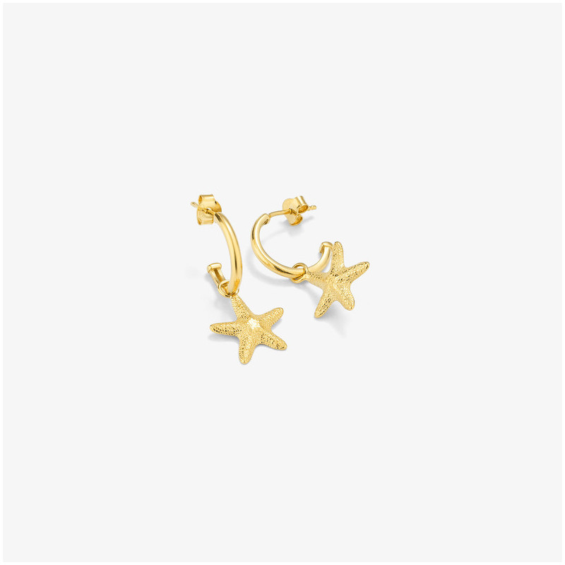 Pendientes Huggies Gold STARFISH Radiant Mujer Plata de Ley