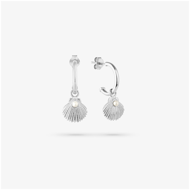 Pendientes Huggies Silver SHELL Radiant Mujer Plata de Ley