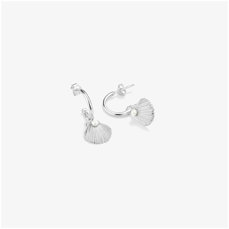 Pendientes Huggies Silver SHELL Radiant Mujer Plata de Ley