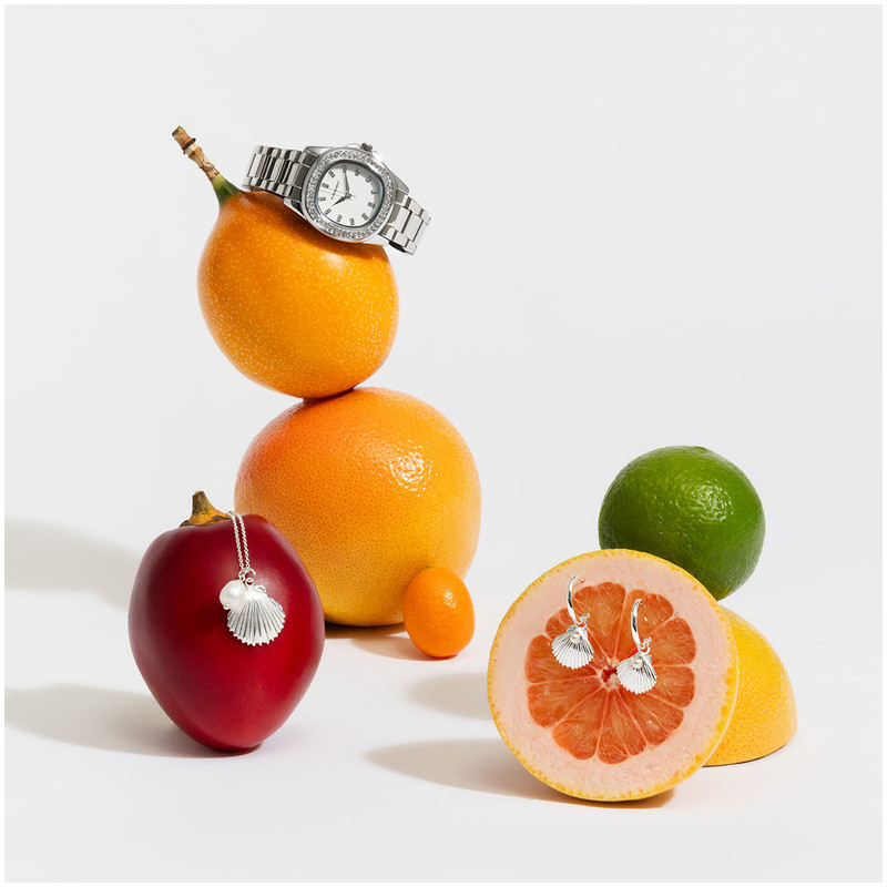 Pendientes Huggies Silver SHELL Radiant Mujer Plata de Ley