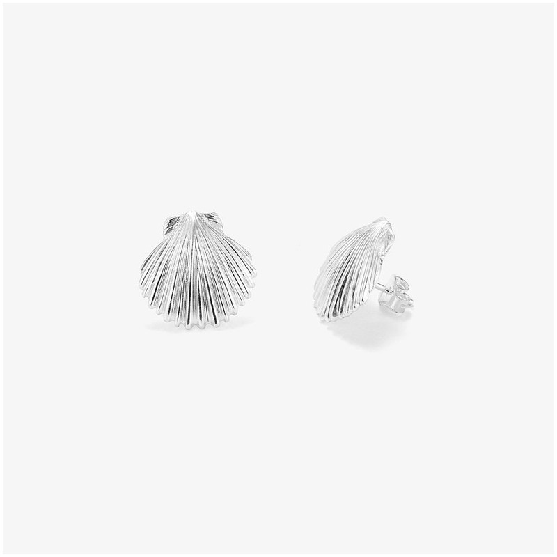 Pendientes Botón Silver SHELL Radiant Mujer Plata de Ley