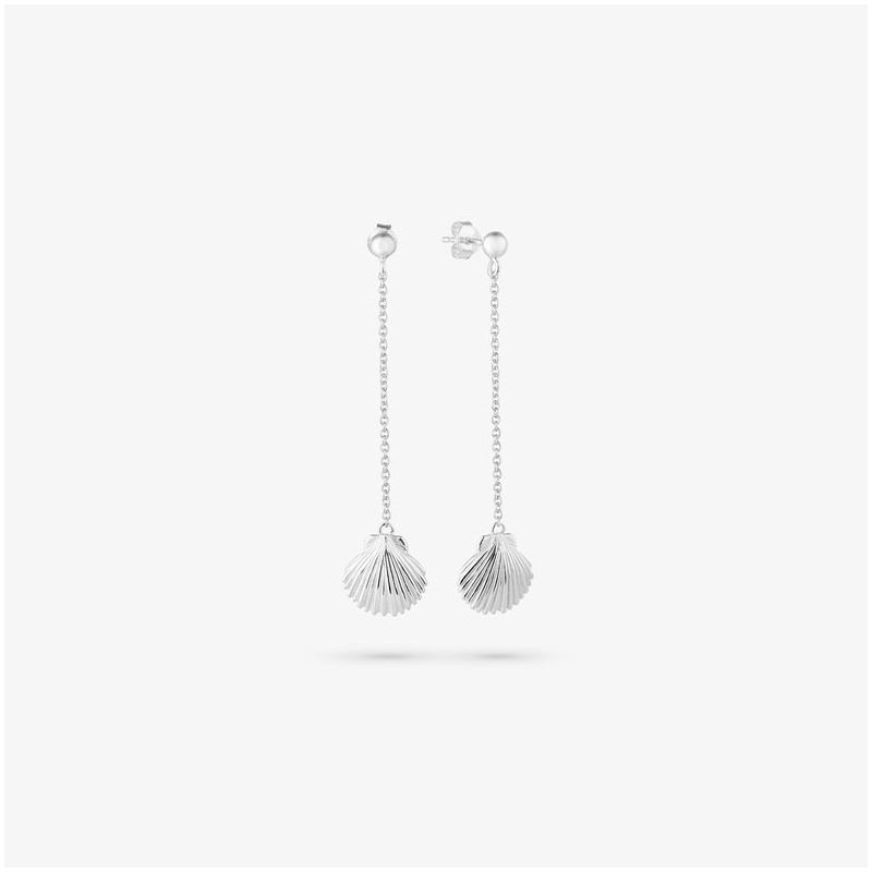 Pendientes Silver Largos SHELL Radiant Mujer Plata de Ley