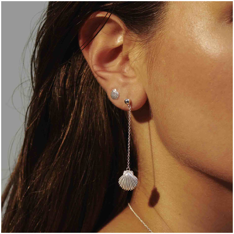 Pendientes Silver Largos SHELL Radiant Mujer Plata de Ley