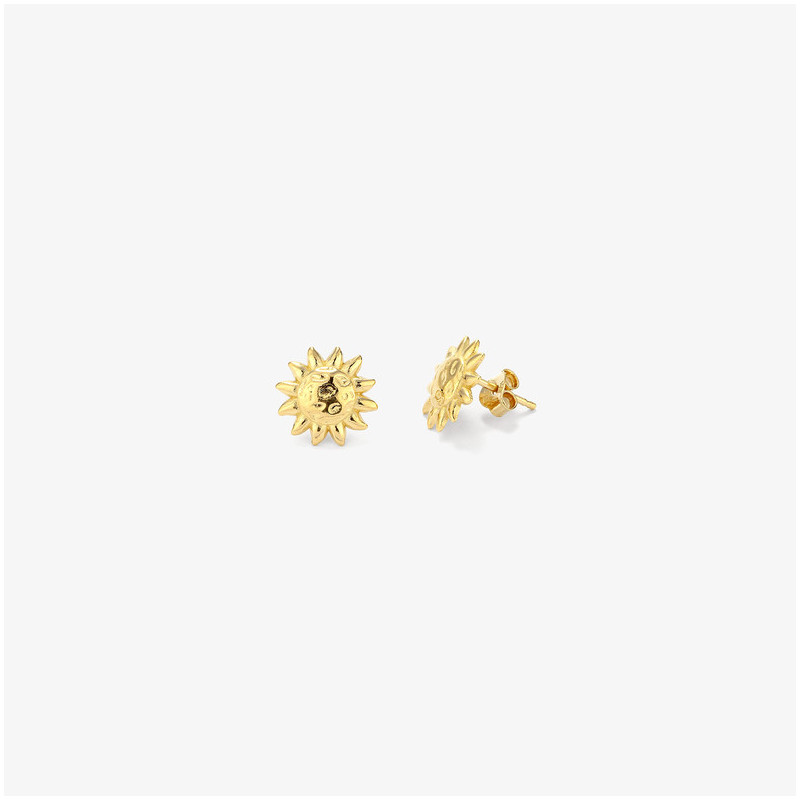 Pendientes boton Gold SOLE Radiant Mujer Plata de Ley