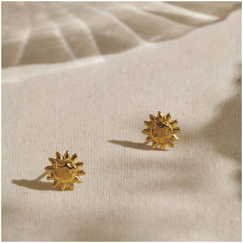 Pendientes boton Gold SOLE Radiant Mujer Plata de Ley