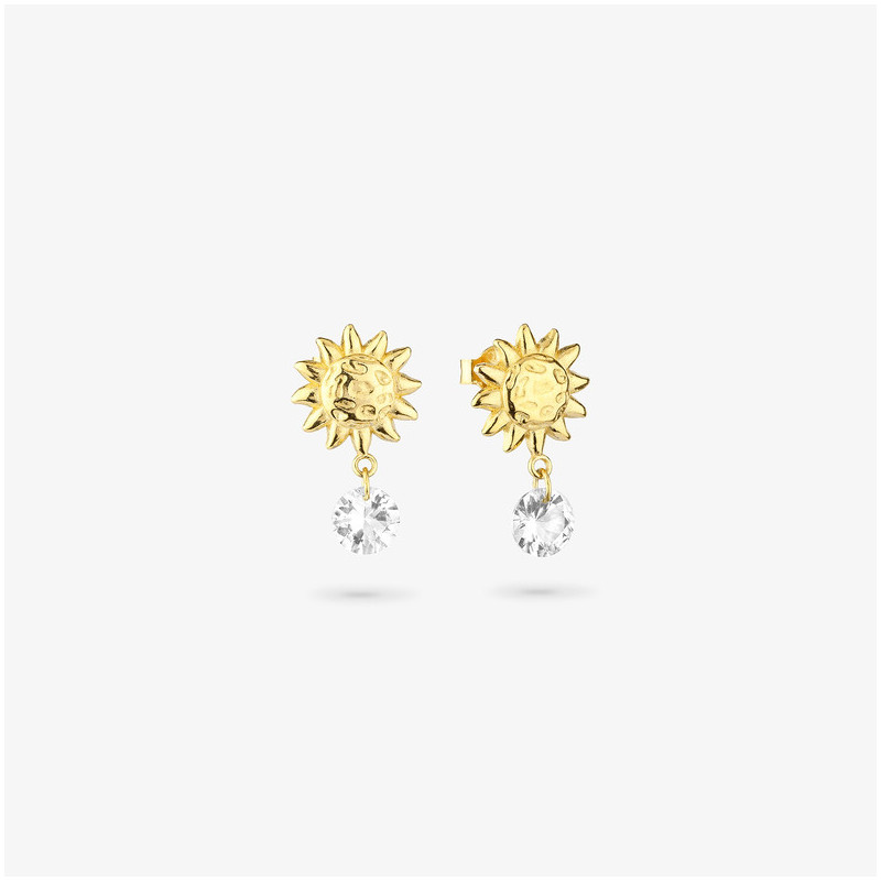 Pendientes Gold piedra azul SOLE Radiant Mujer Plata de Ley