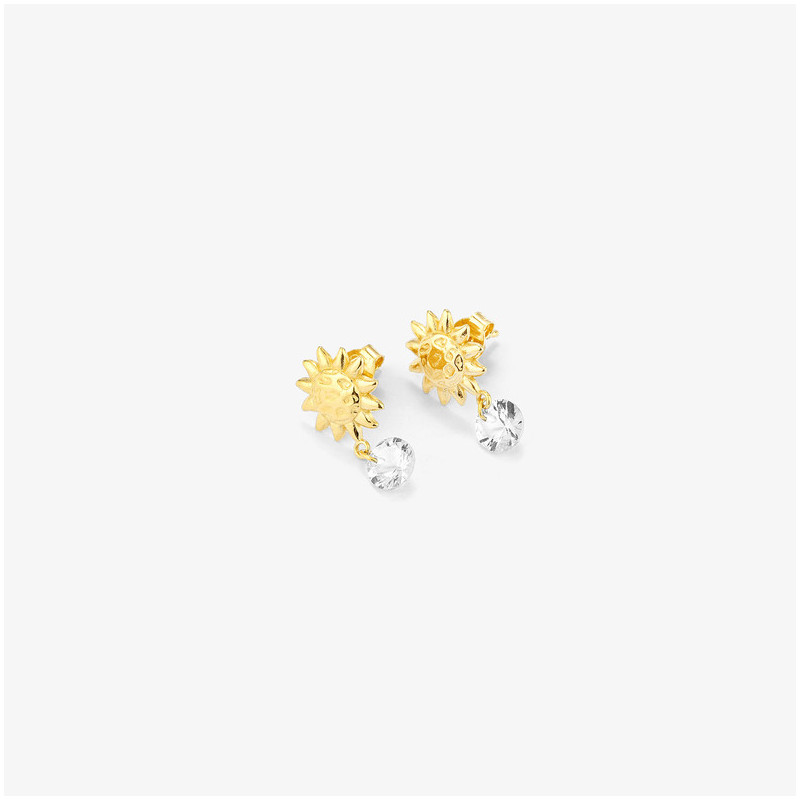 Pendientes Gold piedra azul SOLE Radiant Mujer Plata de Ley