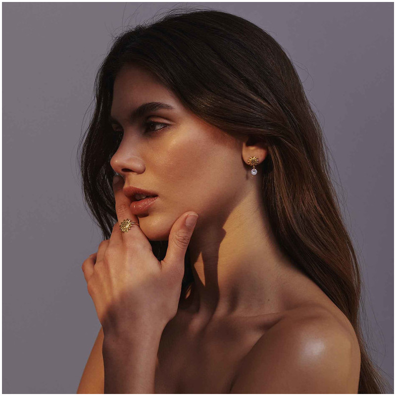 Pendientes Gold piedra azul SOLE Radiant Mujer Plata de Ley