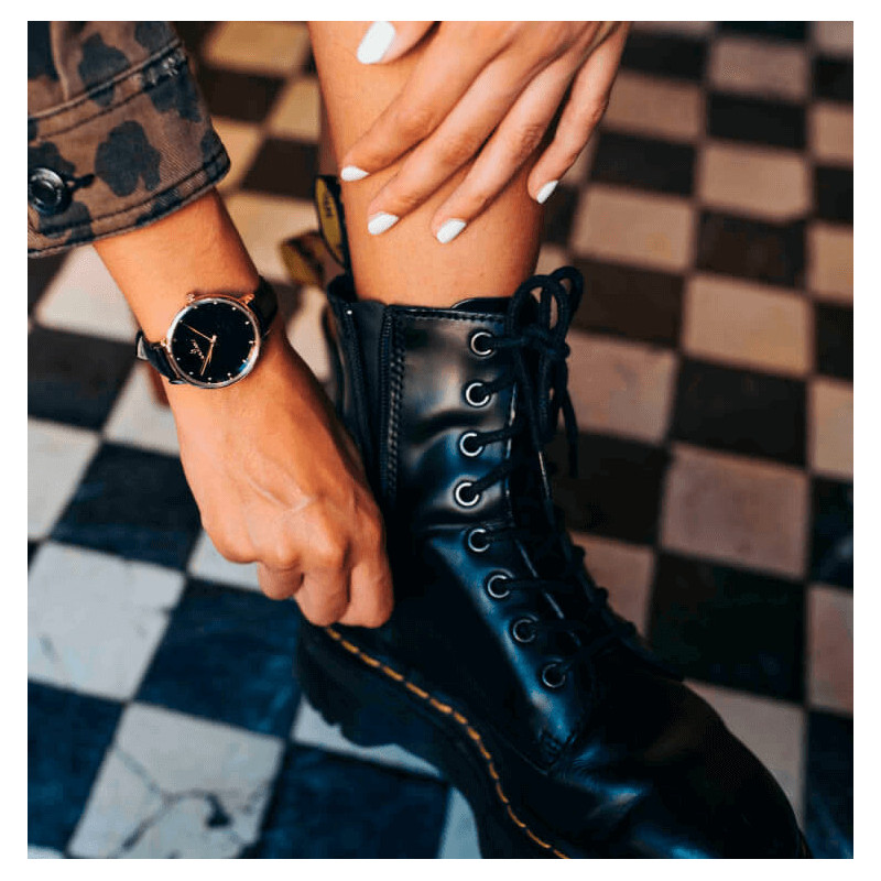 METEORITO 36MM BLACK DIAL & LEATHER STRA