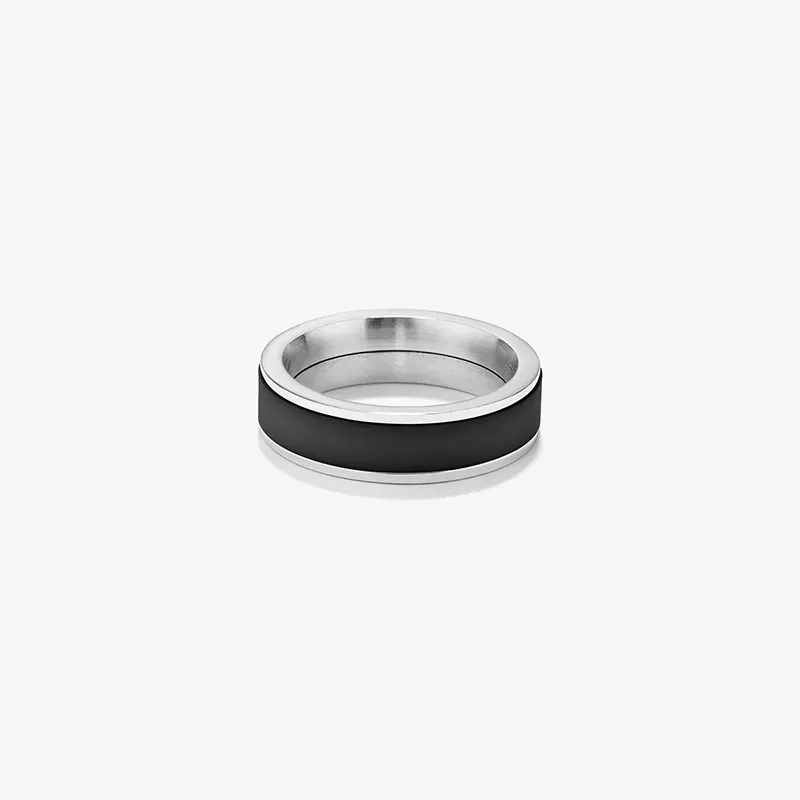 Anillo Plata-Black T26 CERAMIC de Hombre RADIANT Joyas