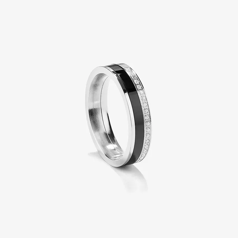 Anillo Bitone Plata Black T26 CERAMIC Hombre RADIANT Joyas