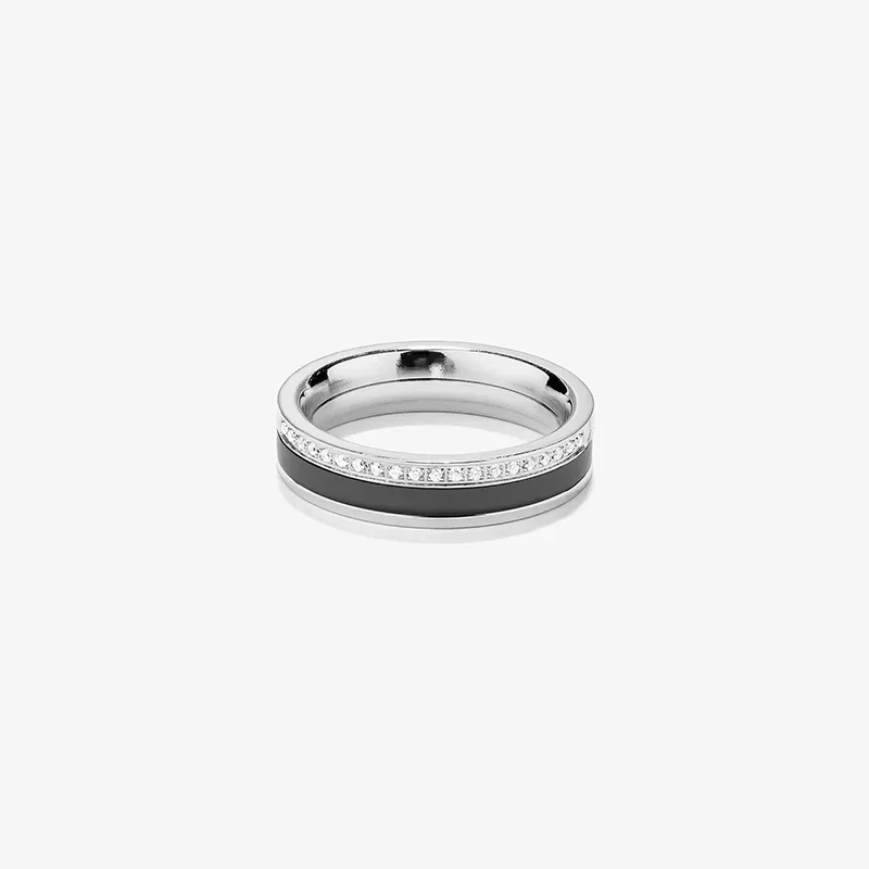 Anillo Bitone Plata Black T26 CERAMIC Hombre RADIANT Joyas