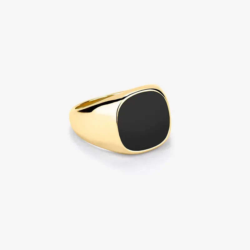 Anillo Hombre Ruiz Negro y Oro T24