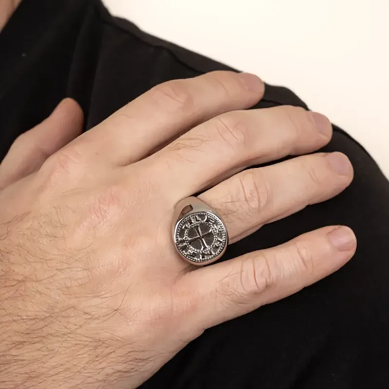 Anillo Hombre Strong Moneda Plateado | Radiant