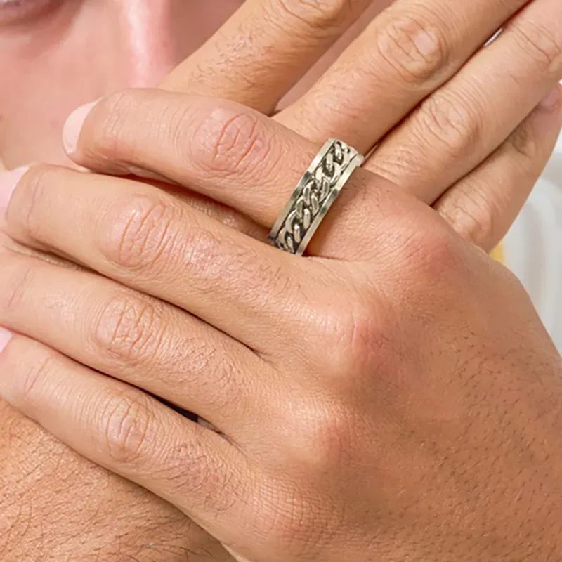 Anillo Hombre Chain Thin Padlock Plateado | Radiant