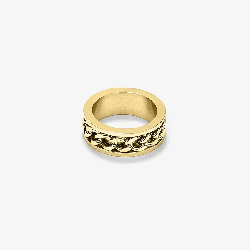 Anillo Hombre Chain Thin Padlock Dorado | Radiant