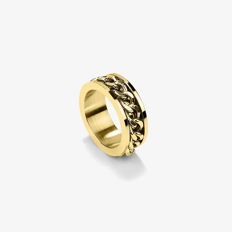 Anillo Hombre Chain Thin Padlock Dorado | Radiant