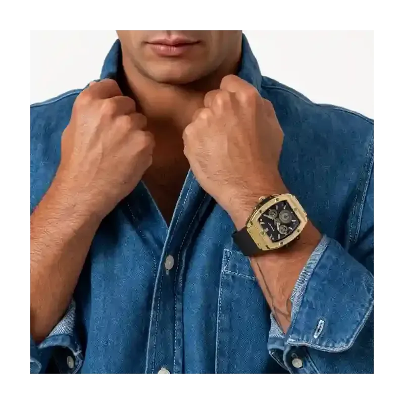Reloj Hombre Ryan Dorado/Correa Silicona