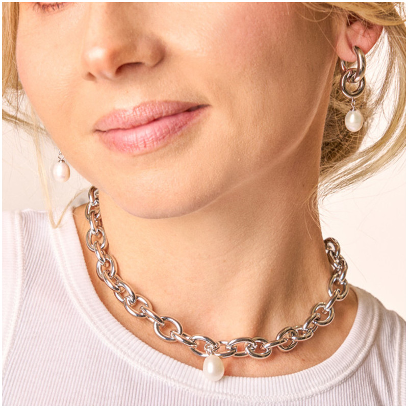 Collar Mujer Emily Chain Plateado | Maxi Eslabones en Diseño Plateado