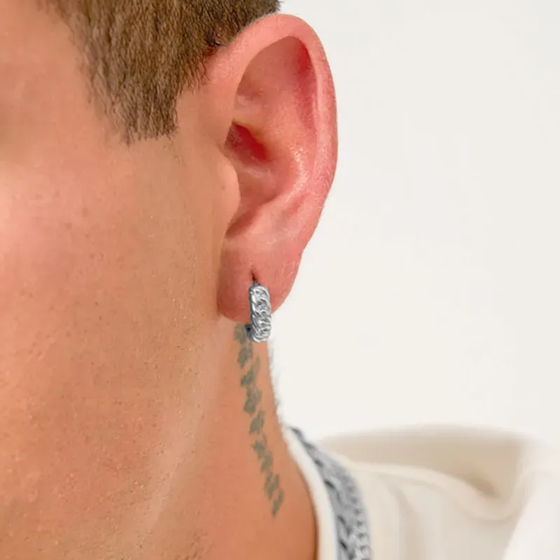 Pendiente Hombre Chain Padlock Plateado | Radiant