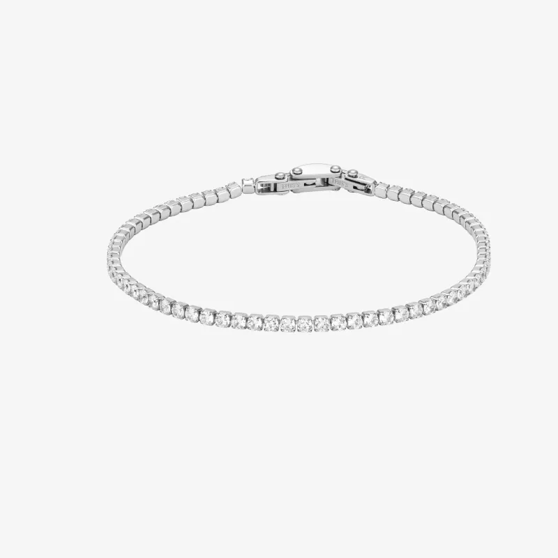 Pulsera Hombre Code Cristales Plateada