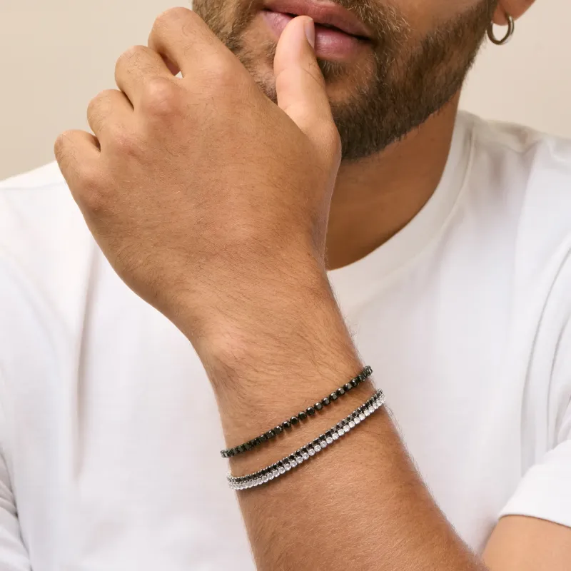 Pulsera Hombre Code Cristales Plateado