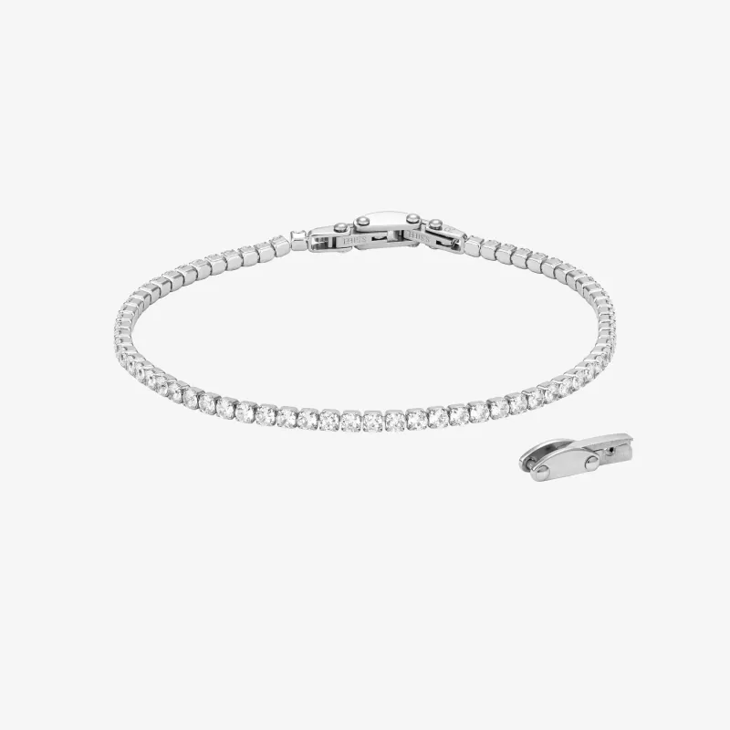 Pulsera Hombre Code Cristales Plateado