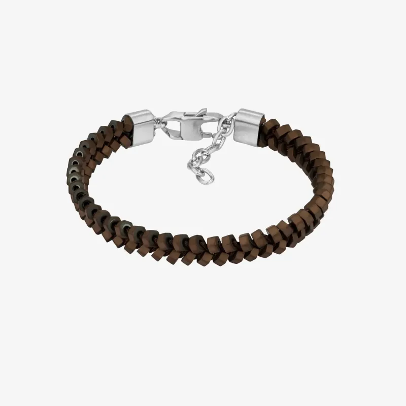 Pulsera Hombre Tribal Trenzada Marrón