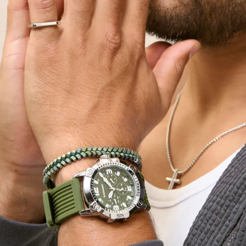 Pulsera Hombre Tribal Trenzada Verde