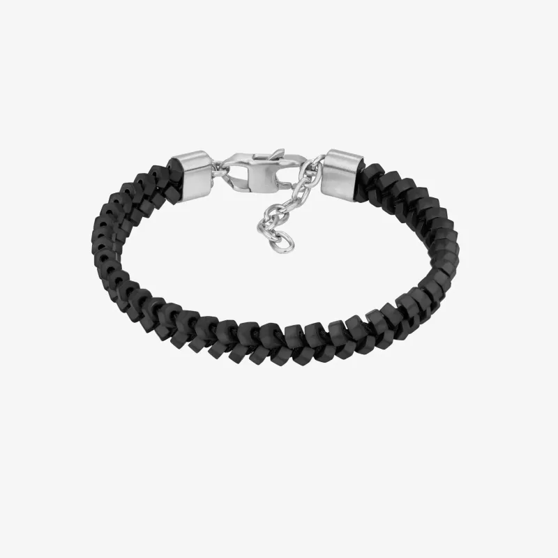 Pulsera Hombre Tribal Trenzada Negra