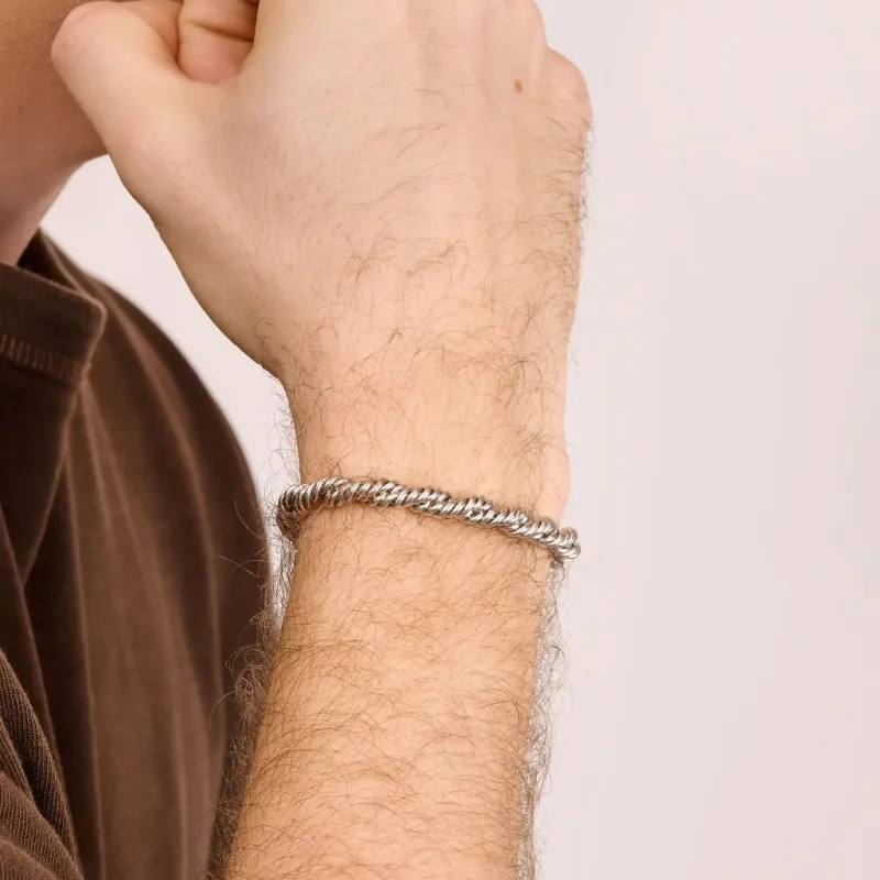 Pulsera Hombre Riviera Trenzada Plateada | Radiant
