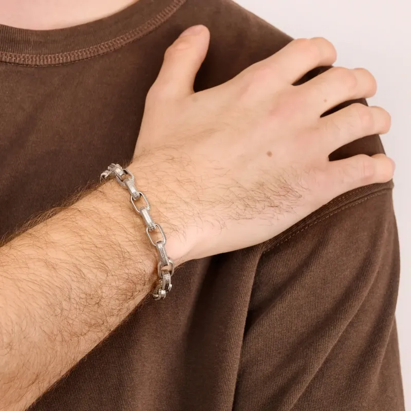 Pulsera Hombre Route Fina Plateada | Radiant