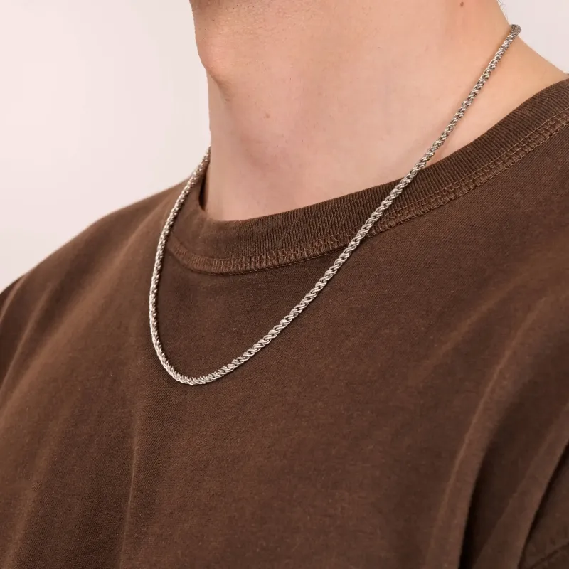 Collar Hombre Riviera Fina Plateada | Radiant