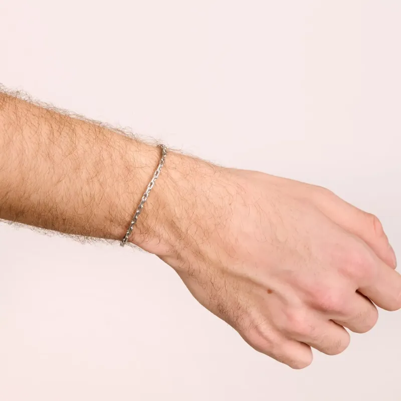 Pulsera Hombre Riviera Fina Plateada | Radiant