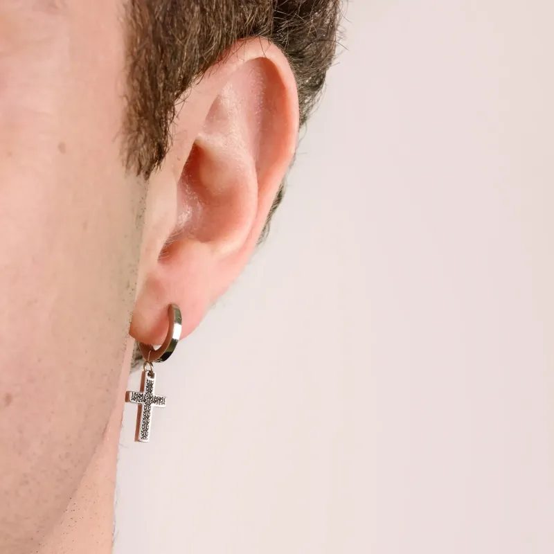 Pendientes Hombre Creed Cruz Negro | Radiant