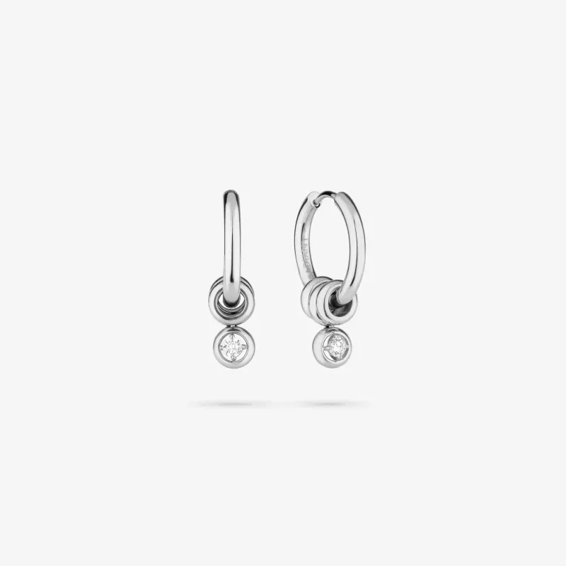Pendientes plateados largos mujer con cristal | Radiant