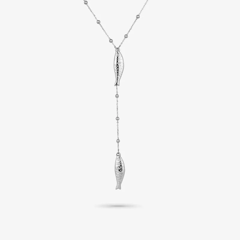 Collar plateado mujer pez vertical Sea | Radiant