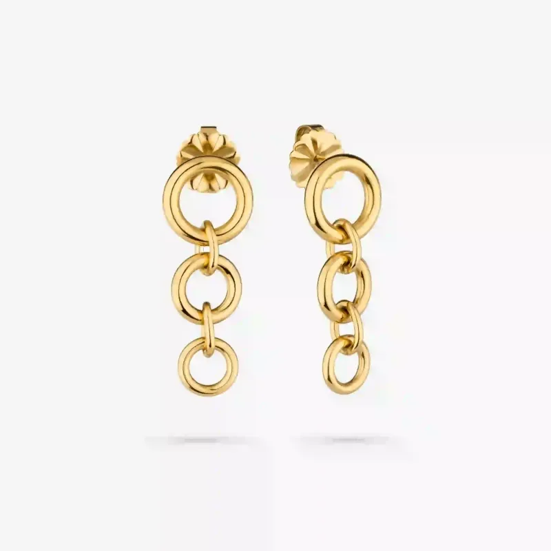 Pendientes dorados largos mujer diseño triple | Radiant