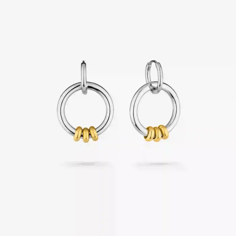 Pendientes bicolor largos mujer doble aro | Radiant
