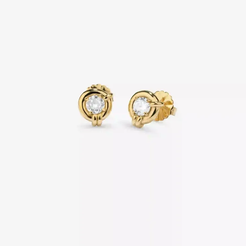 Pendientes dorados mujer cristal redondo | Radiant