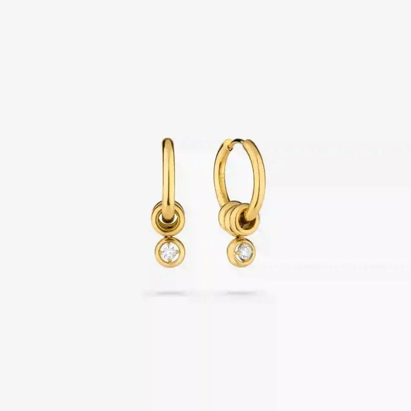 Pendientes dorados largos mujer con cristal | Radiant