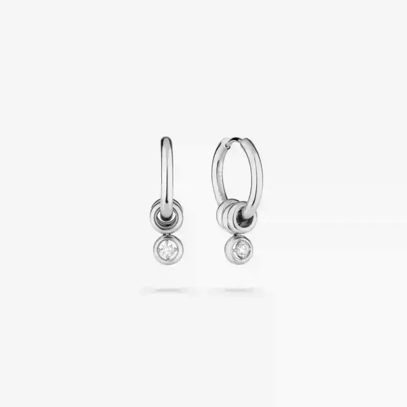Pendientes plateados largos mujer con cristal | Radiant