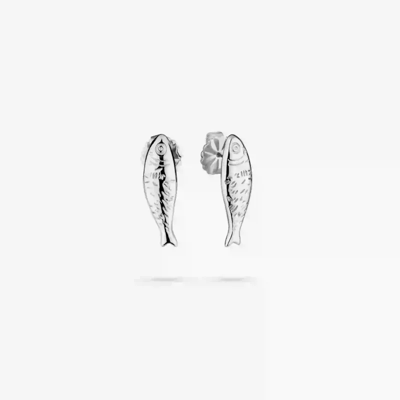 Pendientes plateados mujer pez marino | Radiant