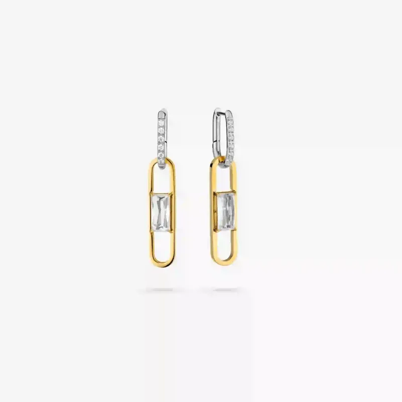 Pendientes plateados mujer eslabón con cristal Iced | Radiant