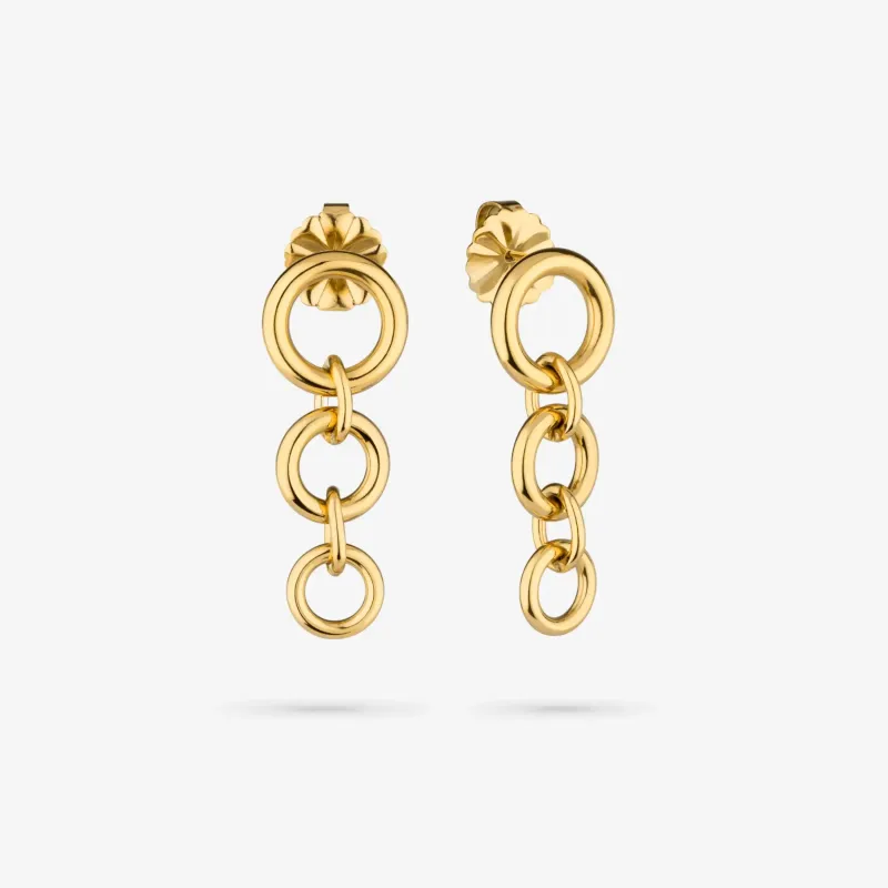 Pendientes dorados largos mujer diseño triple | Radiant